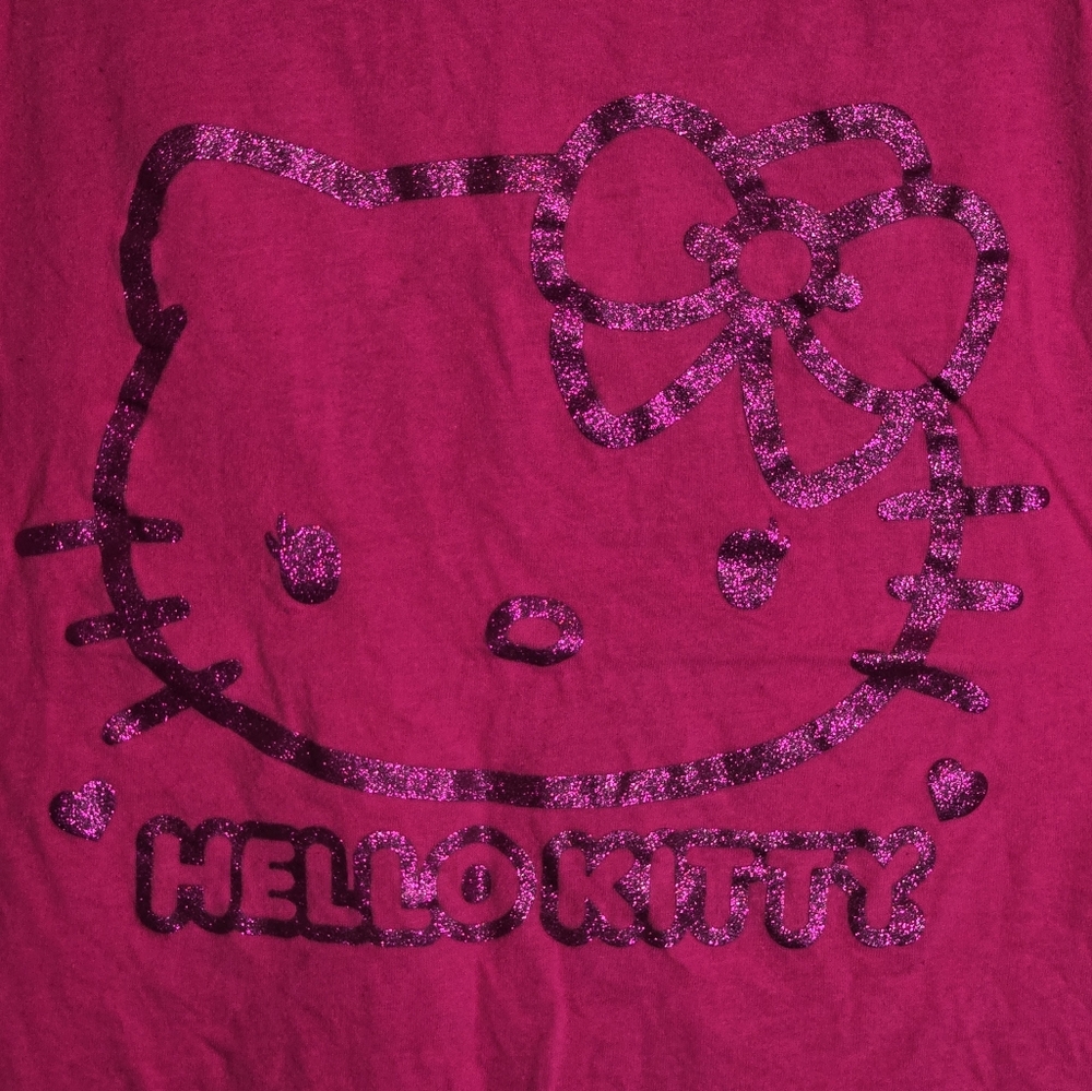 HELLO KITTY HOT PINK purple glitter tank top